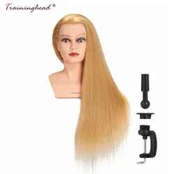 Traininghead 26-28 "100% человеческих волос Парикмахерские Учебные головы-манекены салон плетение парик Манекен головы Обучение Кукла начальник