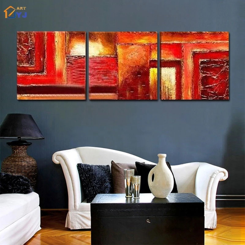 Buy 3 Panels Textured Mix Color Pic Hand painted Modern Abstract Oil Painting