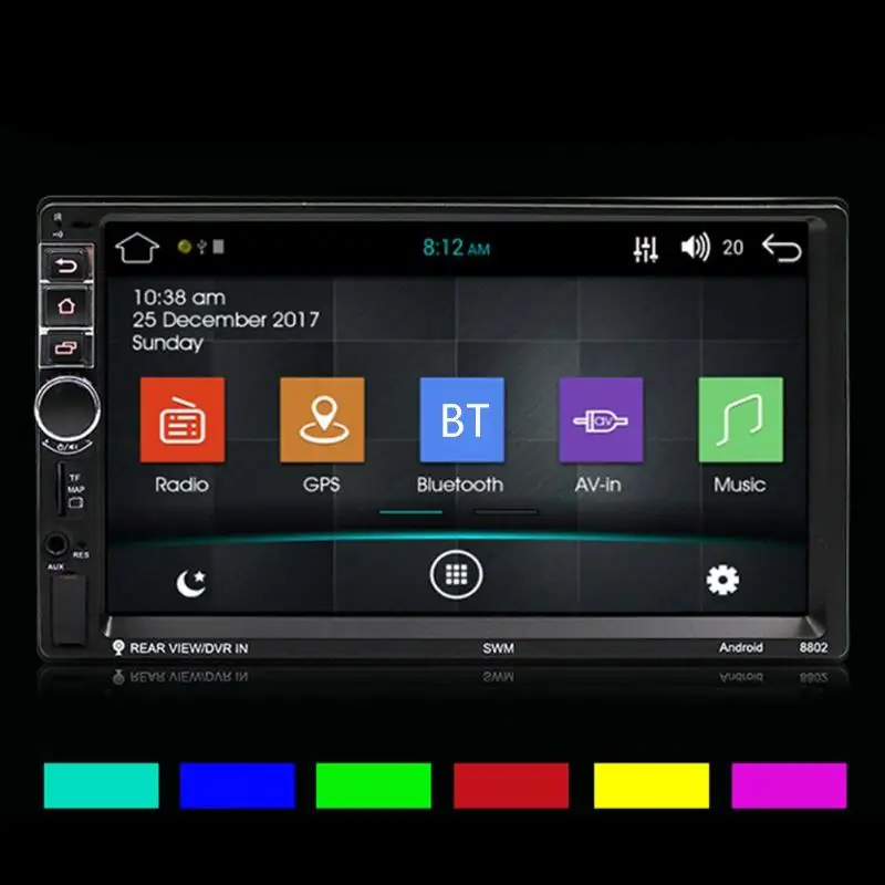 Clearance 7in 2Din Quad-core Android OS Car Stereo MP5 Player GPS Navigator 1G+16G BT Music Player FM Radio Auto Audio WiFi Mirrorlink TFT 13
