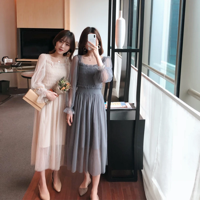 Spring and autumn fashion summer maternity dress maternity dress long sleeve gauze skirt