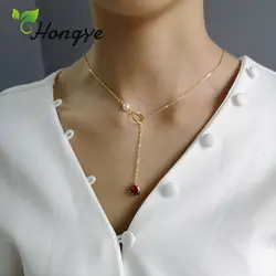 Hongye/Серебряное ожерелье 925 года для девочек, Элегантные украшения на шею золотистого цвета, фирменная новинка, 1 штука, цепочка с тонким