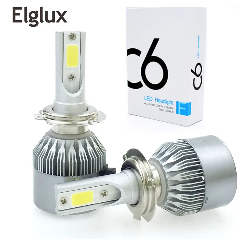 

Elglux H4 H7 LED Car Headlight C6 H1 H3 Headlamp Light H8/H11 HB3/9005 HB4/9006 9012 9007 H13 6000K 72W 7600LM All In One Car