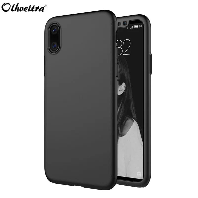 360 градусов чехол для iPhone XS MAX X защитный кожух телефона чехлы с пленка из