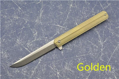XS Quartermaster складной нож D2 стальное лезвие титановый сплав Ручка Открытый Отдых Охота Карманный Фруктовый Нож EDC инструменты - Цвет: Gold