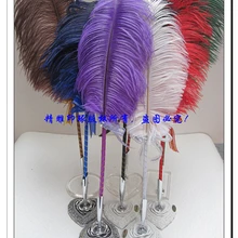 45 см шариковая ручка Свадебная вечеринка ручка подарок на день рождения перо ручка с подставкой маленький Страусиная шерсть ручка держатель