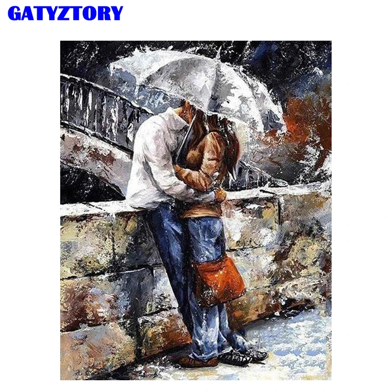 

Frameless Kiss Lover DIY Painting By Numbers Kits Modern Wall Art Hand Painted Oil Painting On Canvas For Home Decor Artwork