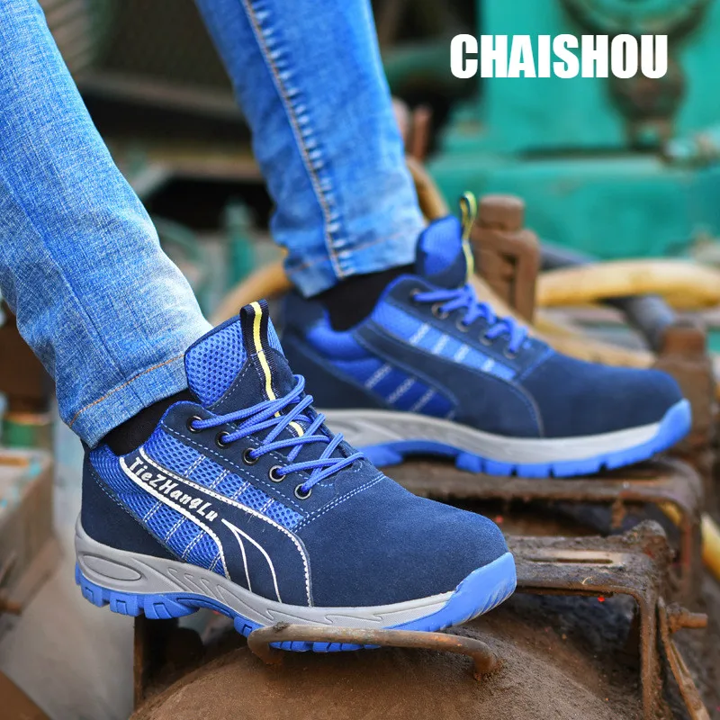 

CHAISHOU men shoes Work shoes outdoor Suede leather lace-up Breathable Steel Toe Anti-smashing anti-piercing lsafety Boots CS154