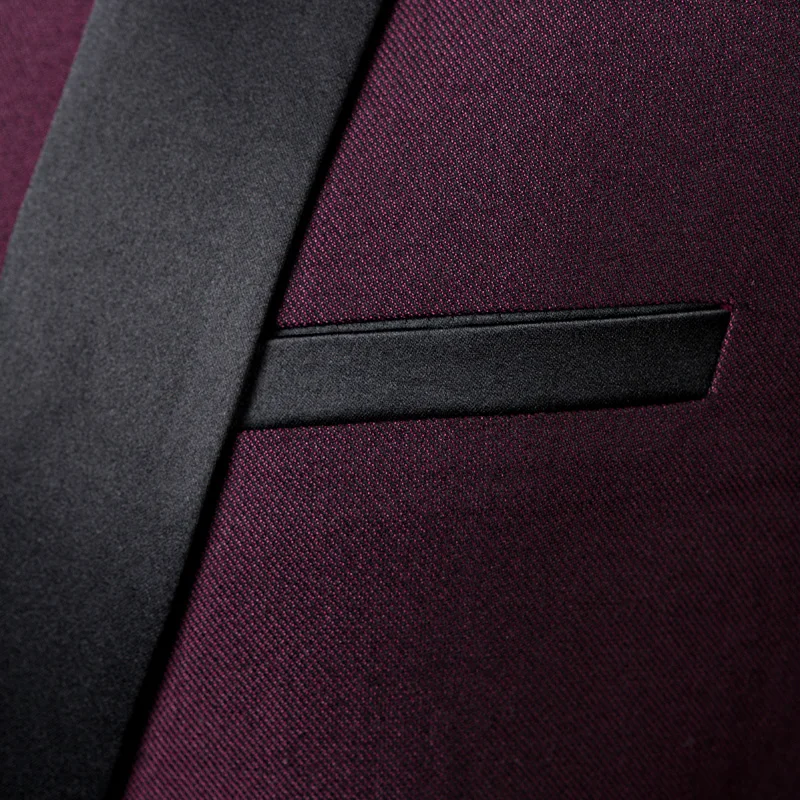 PEORCHID Black Burgundy Suit Men Wedding Fashion 2019 New Ternos Slim Fit Masculino Casual Man Suits Formal Party 3 Pieces Set