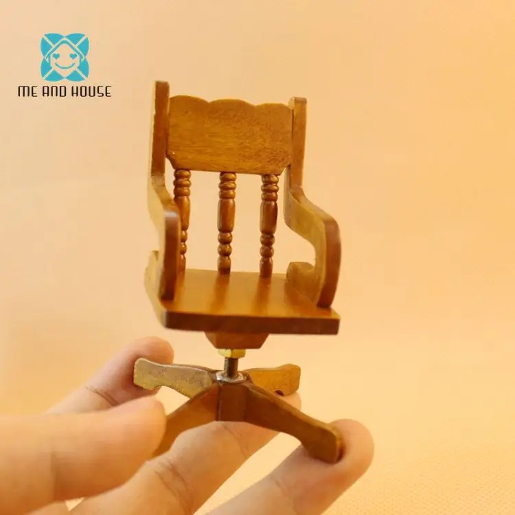 مصغرة مكتب كرسي 1:12 مقياس بيت الدمية مصغرة الأثاث الخشبي يدور كرسي مكتب مجموعات