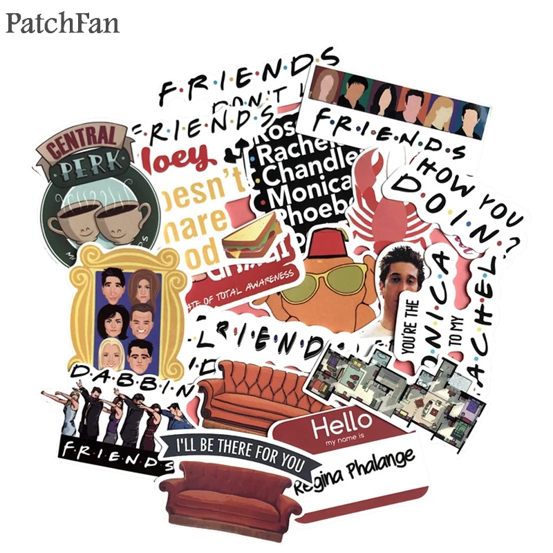 Patchfan 34 шт. с надписью ТВ шоу Friends (вентиляторы ПВХ водонепроницаемые наклейки на