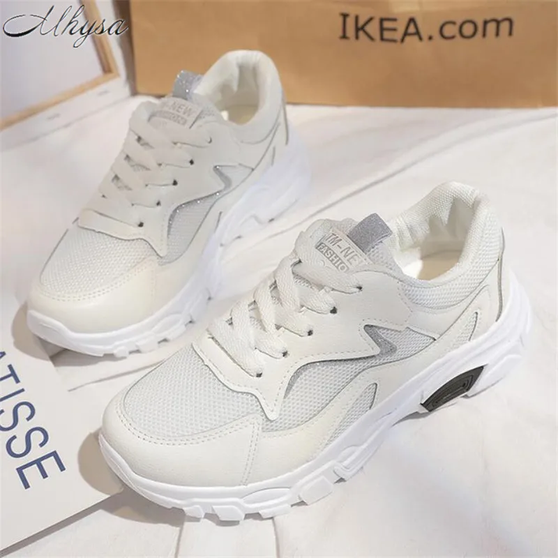 

Mhysa 2019 Spring new fashion small white shoes women shoes casual daddy shoes female students mixed color lace up sneakers L348