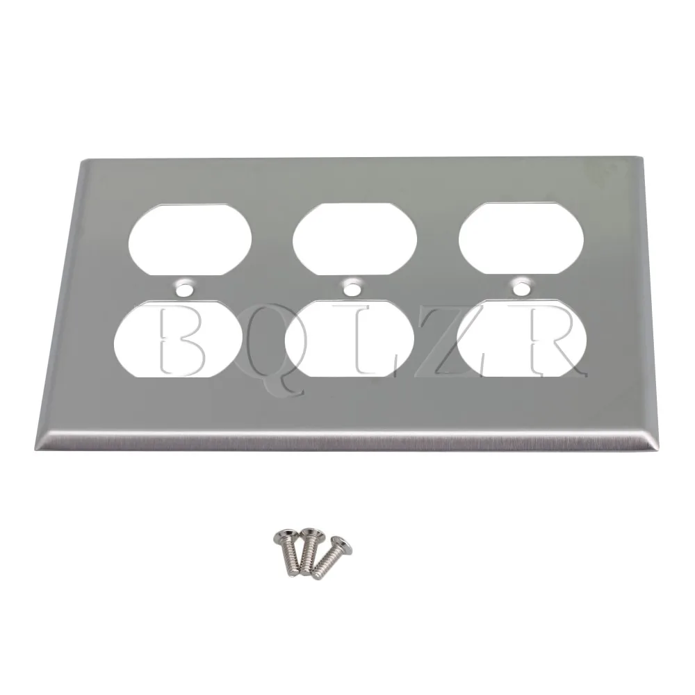 BQLZR Silver Socket Covers Electrical Stainless Steel Switch Panel Wall