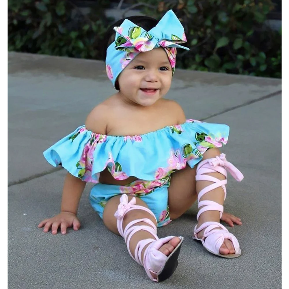 Baby Girls Clothes Set Pretty Infant Baby Girl Off Shoulder Floral