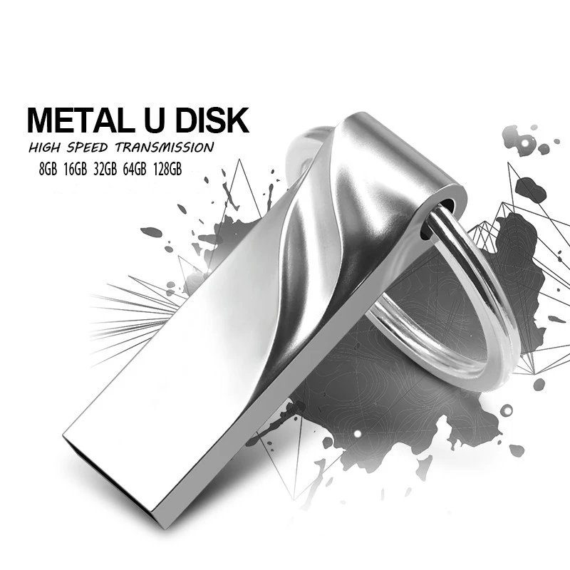 Водонепроницаемый металлический USB флеш накопитель 32 ГБ 64 128 16 8 Флешка ключевой