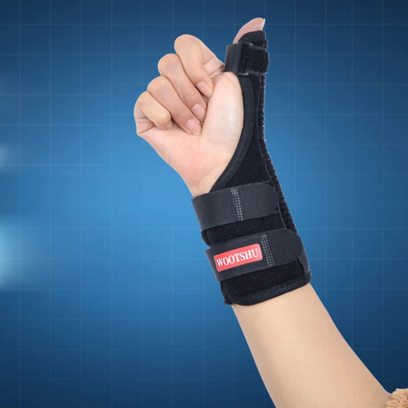 1PCS Adjustable Sport Wristband Thumb Guard Wrist Support Wrap For Sports Protector Plate Gym Accessories Sprain Recovery Finger - Цвет: Черный