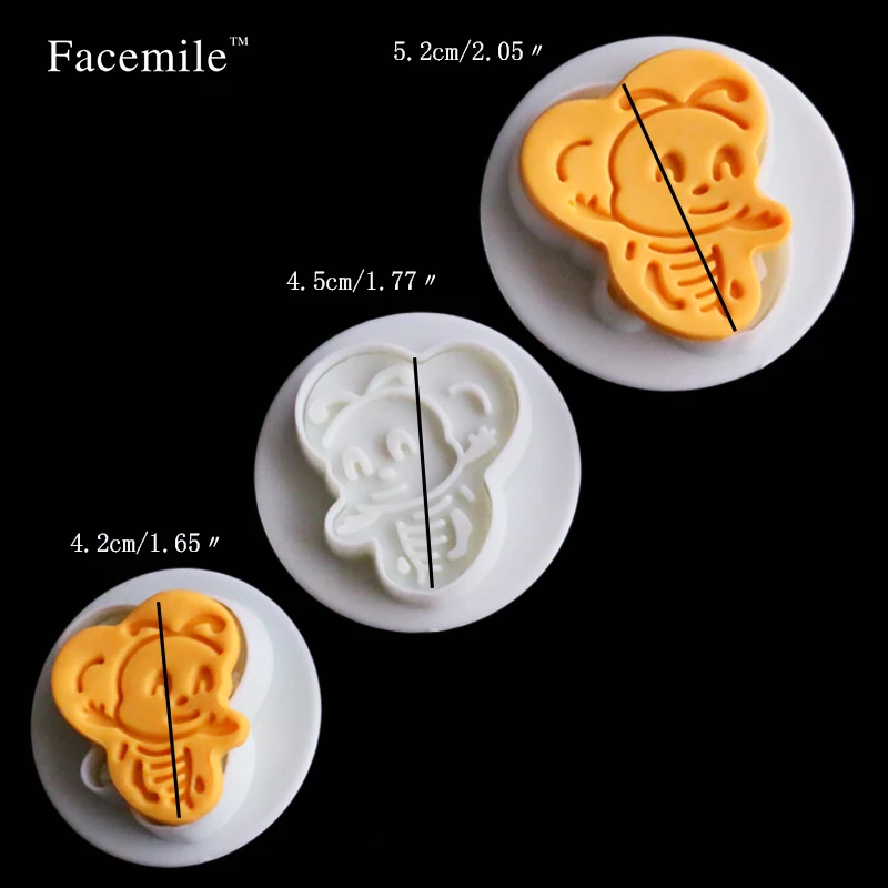 New 3PCS Bee Cookie Biscuit Cutter Mold Stamp Cake Punger Fondant Cake Bread Decorating Mold Cookie Plunger Cutter Tool