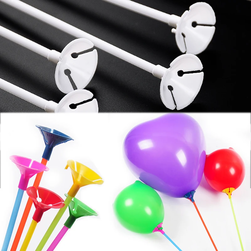 40CM PVC Balloon Holders Balloon Sticks Mixed color for Wedding DIY Party Decoration with Cups White Festival Supplies 10PCS/Set