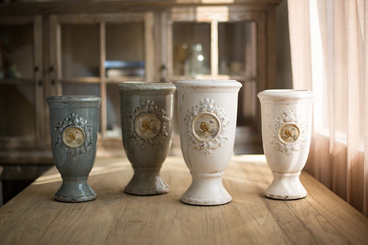 Американская кантри керамическая ваза, классический цветок и птица шаблон цветок, стиль цветок стол ледяная трещина искусство украшения столешницы
