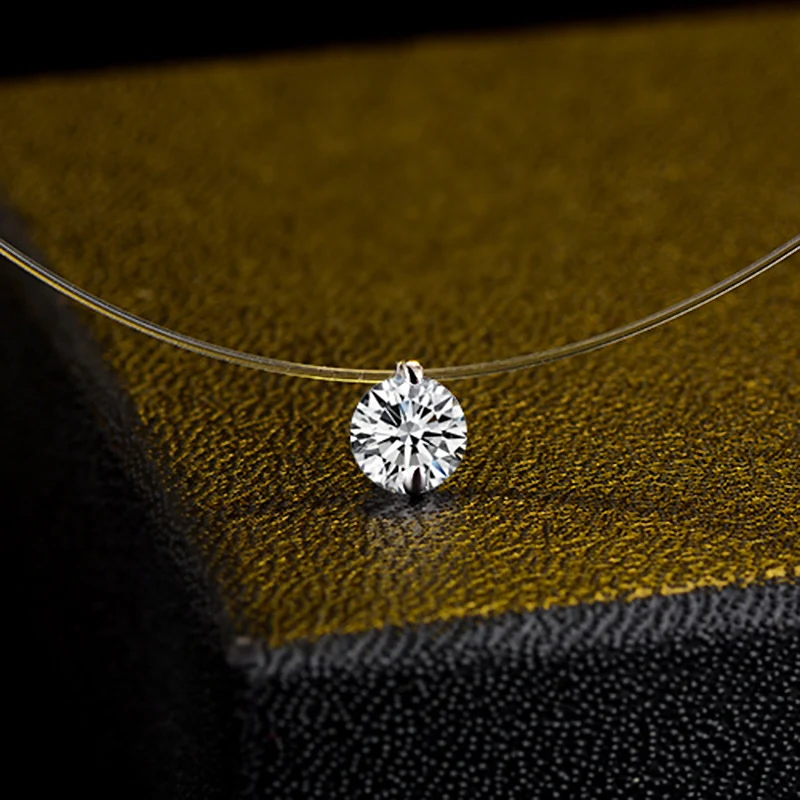 Модное женское циркониевое ожерелье серебристое 6 мм/8 мм невидимая прозрачная рыболовная леска простое короткое ювелирное ожерелье