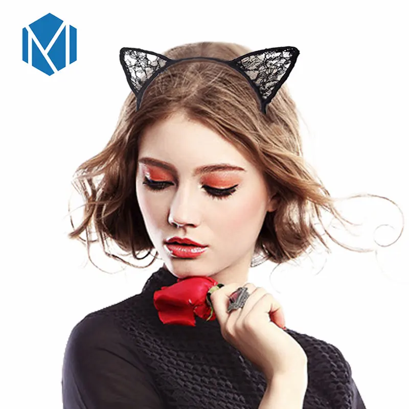 Women Lace Cat Ears Hairband Cosplay Fancy Dress Costume Masquerade Headband