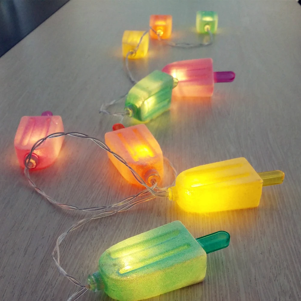 

1X Lovely LED Ice Lolly String light Ice cream Light Summer Garden Decorative Battery Powered Party AA Indoor Led Fairy Lights
