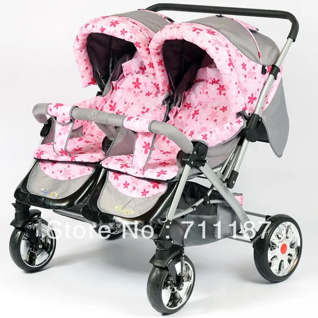 Beautiful Hot Pink Baby Jogger Double Stroller Twins Pram Made In China