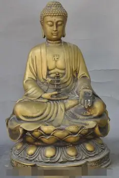 

S06080 14" tibet buddhism bronze sit lotus sakyamuni Tathagata buddha hold tower statue