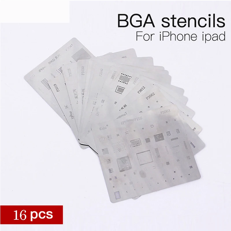 16 шт./лот IC чип BGA комплекты трафаретов набор шаблонов для пайки iphone XS X 8 7 6s 6 plus SE 5S