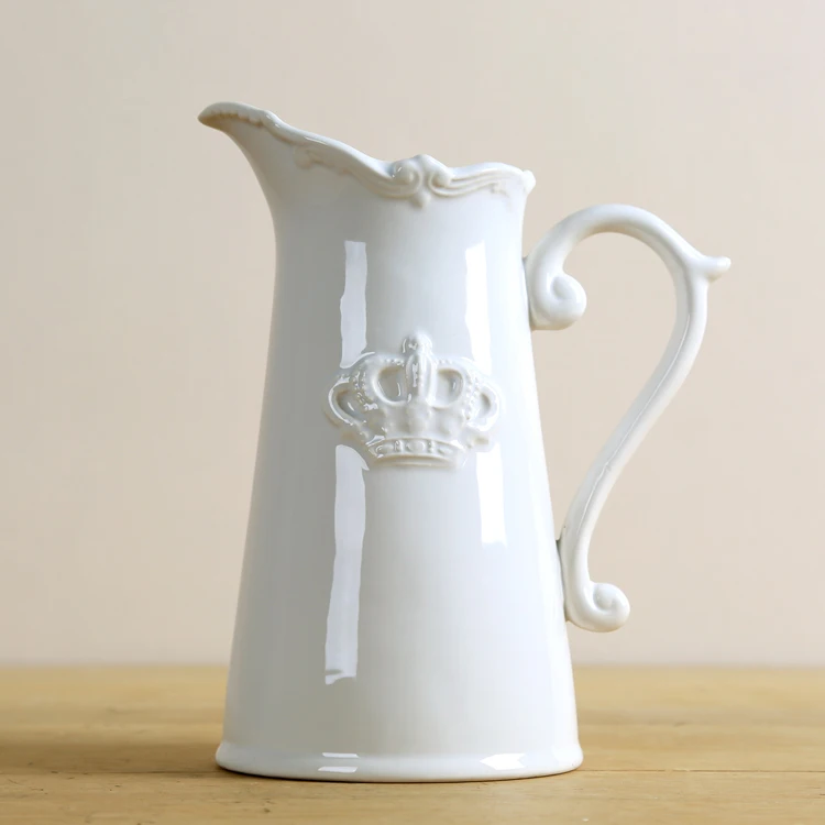 Винтажный керамический горшок для воды стильная ваза для цветов декоративная фарфоровая белая корона кувшин искусство и ремесло орнамент аксессуары для интерьера