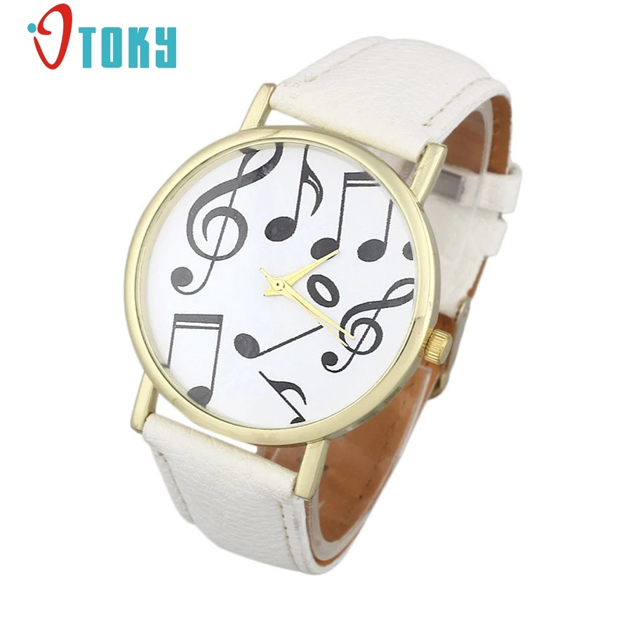 

OTOKY Casual Musical Notes Women Leather Band Analog Quartz Dial Wrist Watch #40 Gift 1pc