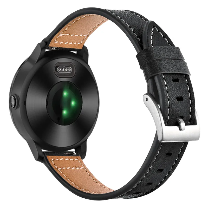 Черный Высококачественный кожаный браслет для Garmin venu Forerunner 245 645 vivoactive 3 музыкальный ремешок, умный ремешок для часов, ремень для быстрой замены - Цвет: Черный