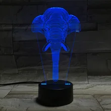 Слон светодиодный ночник 3d Визуальный акриловый выгравированный багажник узор настольные лампы для ребенка спальный прикроватный светильник сенсорный