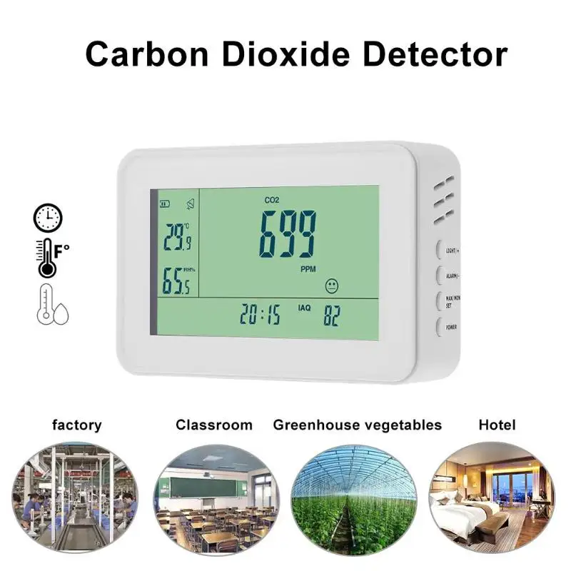 

YEH-40 Carbon Dioxide Detector Analysis Instruments CO2 Monitor Alarm Temperature Humidity Meter TesterClock Alarm lED Display