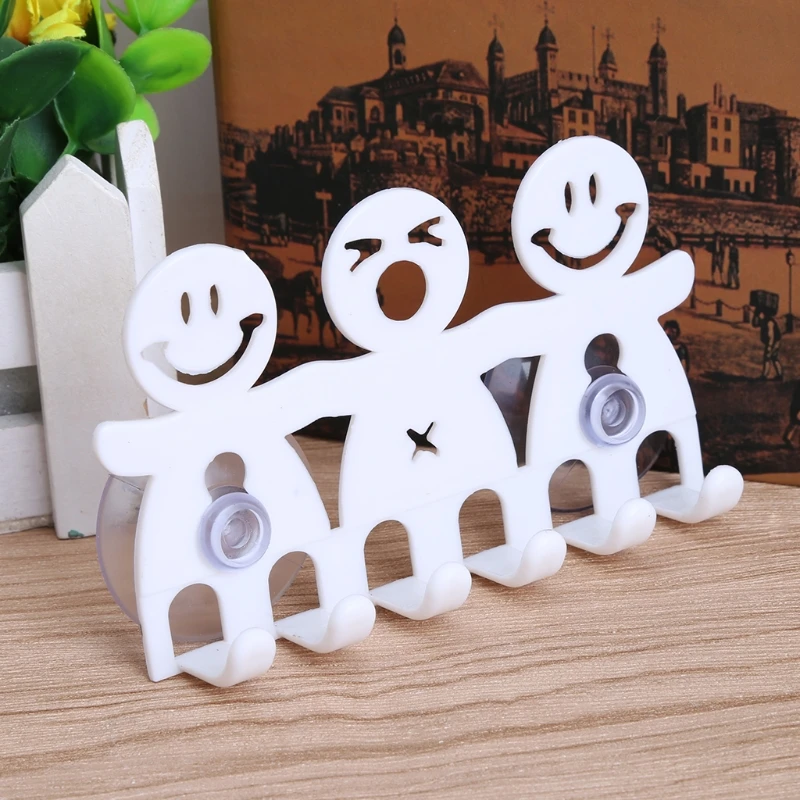 Toothbrush Holder Wall Mounted Suction Cup 5 Position Cute Cartoon Smile Bathroom Sets