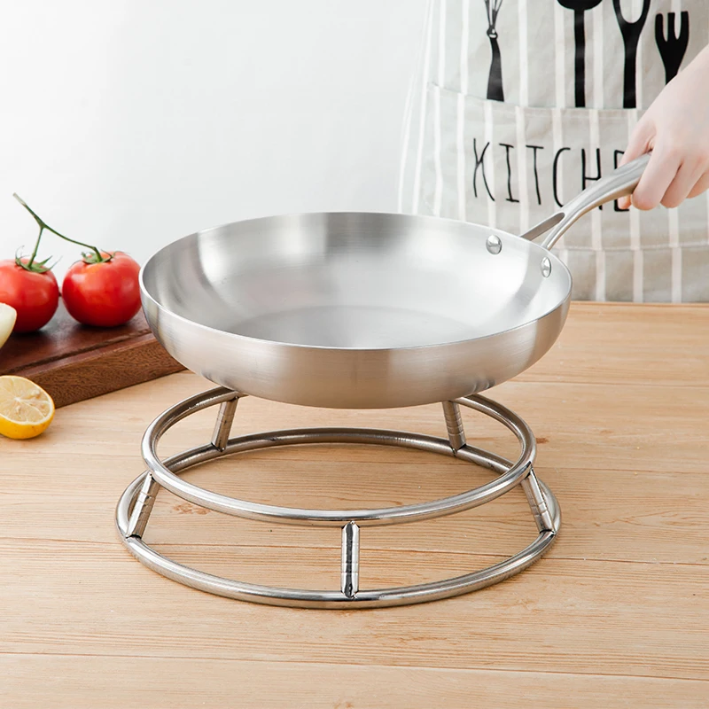 Stainless steel round pot rack kitchen heat insulation anti-scalding casserole plate shelves home simple organizer