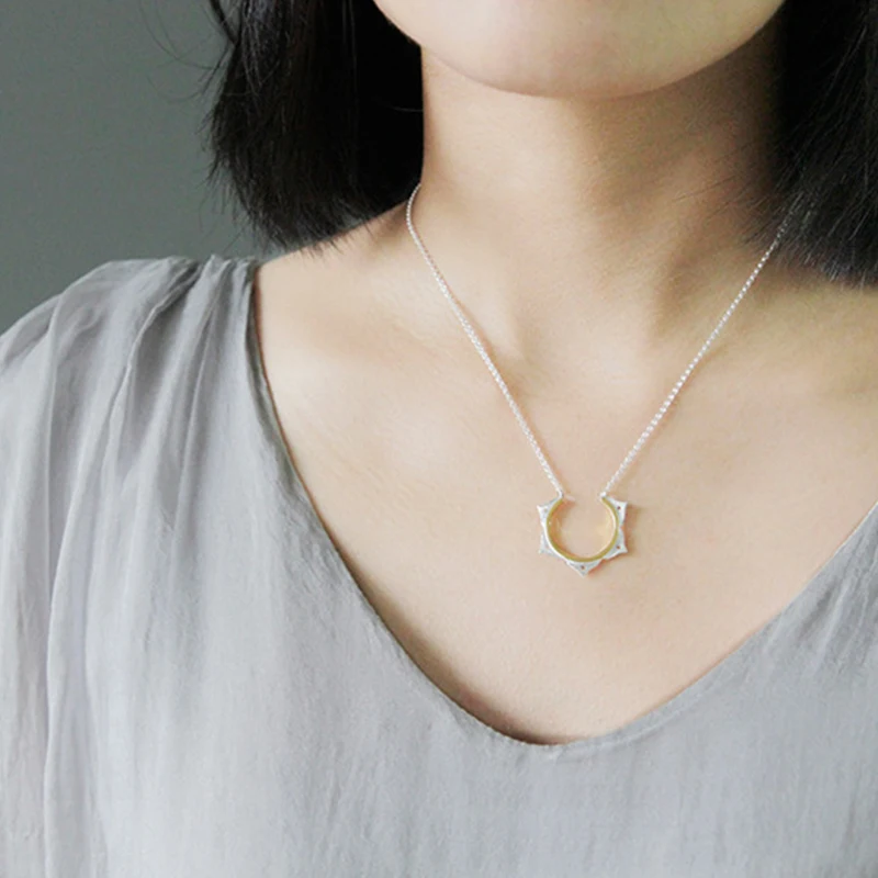 Lotus Fun Real 925 Sterling Silver Handmade Designer Fine Jewelry Creative Minimalist Flower Necklace for Women|Ожерелья| |