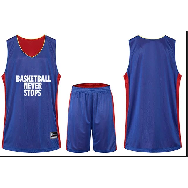 Men's Reversible Basketball Jersey Double Sided 2016 Big Size M 4XL Set High Quality Suit Shirt