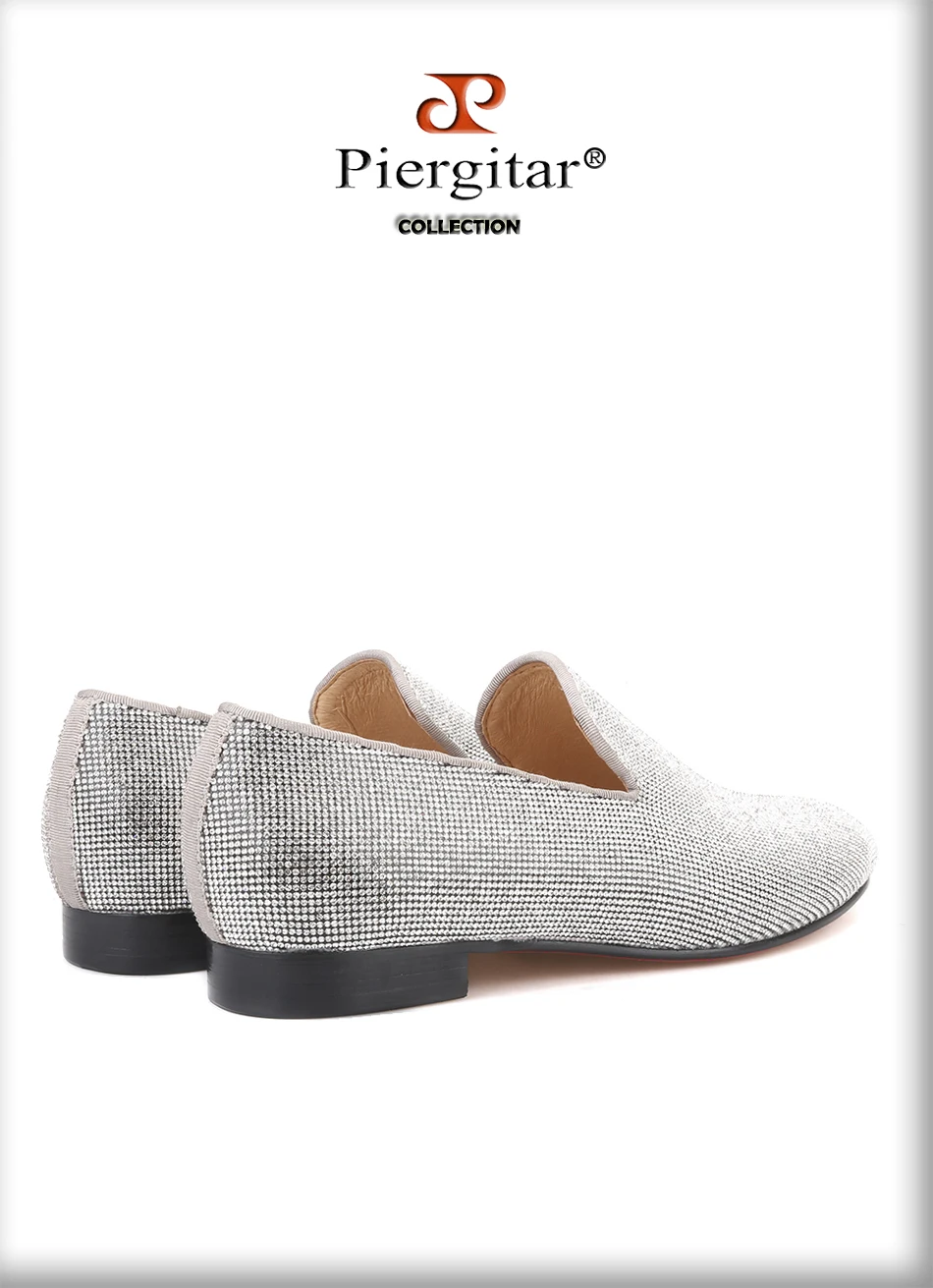 Piergitar/ г.; роскошные мужские туфли ручной работы с серебряными бриллиантами; мужские лоферы для свадьбы и вечеринки; туфли для курения с красной подошвой