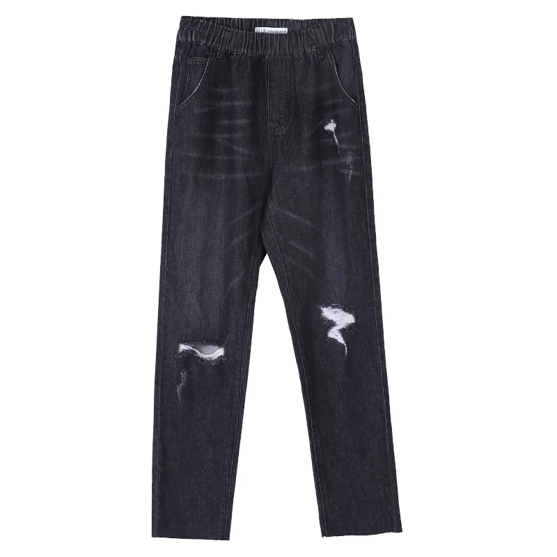LEIJIJEANS Новое поступление весна размера плюс рваные с дырками отбеленные средняя