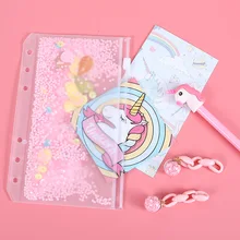 A5A6, милая сумка для хранения с блестками, для ноутбука, дневник, планировщик, 6 отверстий, ПВХ, на молнии, чехол, сделай сам, спиральный индекс, бумажный Органайзер