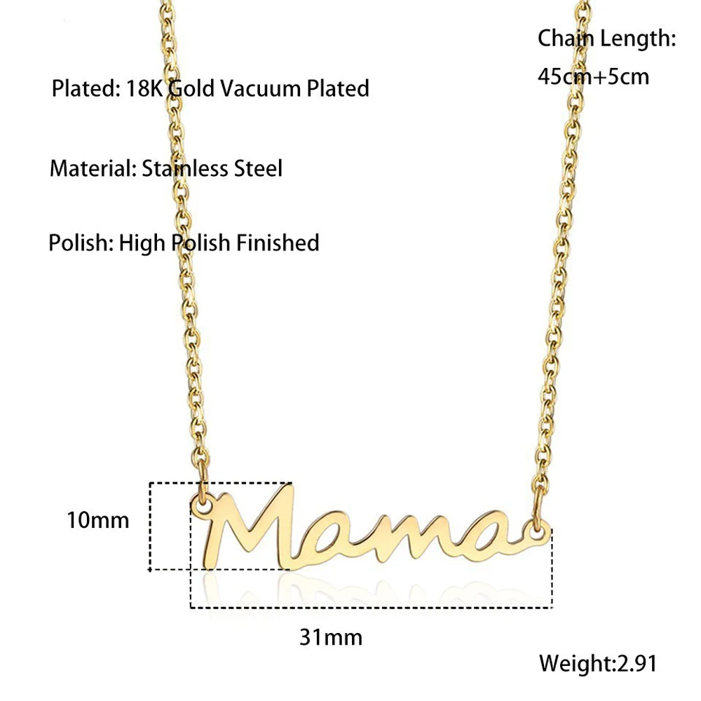 Olowu, на заказ, классическое ожерелье на День Матери с минимальным значением буквы «мама», ожерелье с подвеской, ювелирные изделия из нержавеющей стали, ожерелье с алфавитом для мам