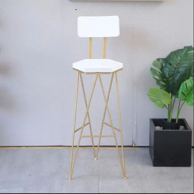 Internet Red Bar Chair Bar Stand Nordic Household Iron Art Backrest Chair Simple Modern Front Desk High Chair
