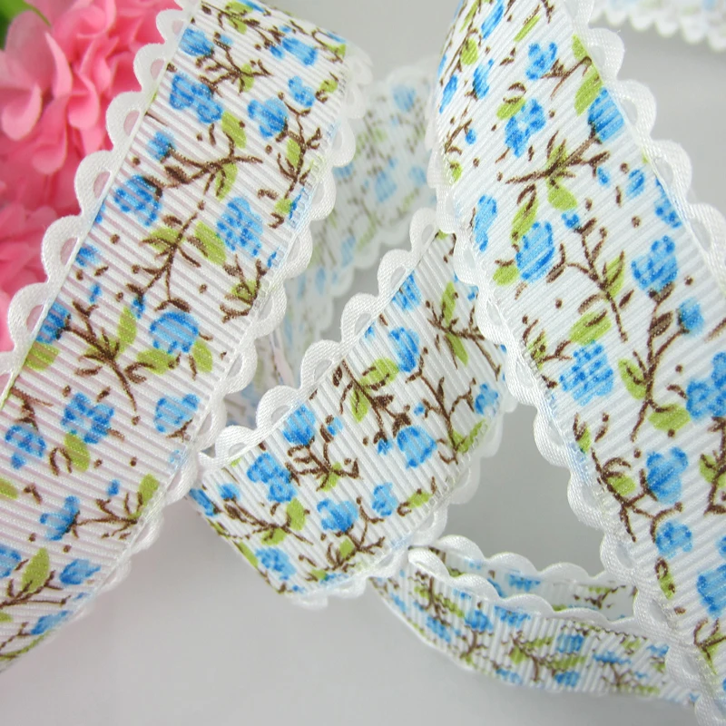 1Roll 20yards 1" Printed Flower Lace Fabric Trim Ribbon For Craft
