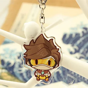 FPS Game Ow Keychain Fashion Overwatch D.va Hanzo Mei Tracer Reaper Figure Bag Pendants Car Key Chains Holder Keyrings Jewelry - Цвет: 3