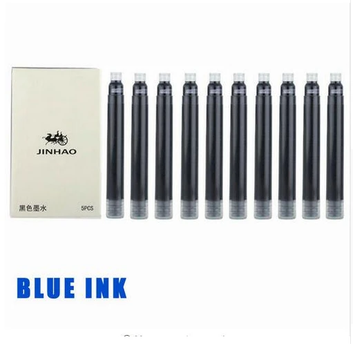 Классический JINHAO X450 спираль синий металлическая авторучка с золотой зажим канцелярские товары торговой марки чернила для письма ручки школьные принадлежности Мб - Цвет: 10 pcs blue ink