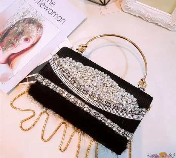 

Heavy industry custom rhinestone mini chain small square bag fashion tide Korean single shoulder diagonal portable small bag
