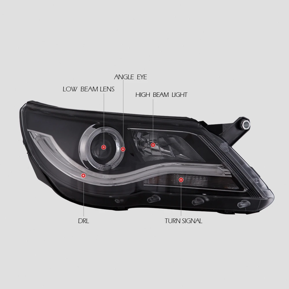 Светодиодный налобный светильник с ангельским глазом для Tiguan 2009 2010 2011 светодиодный налобный фонарь для автомобиля HID объектив и светильник поворота головной светильник s