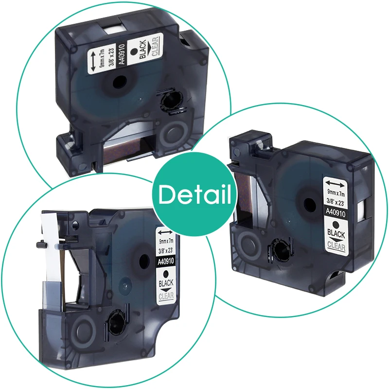 Greeneam 1 шт. 40910 9 мм совместимый с Dymo D1 S0720670 45910 клейкая лента черная на прозрачной