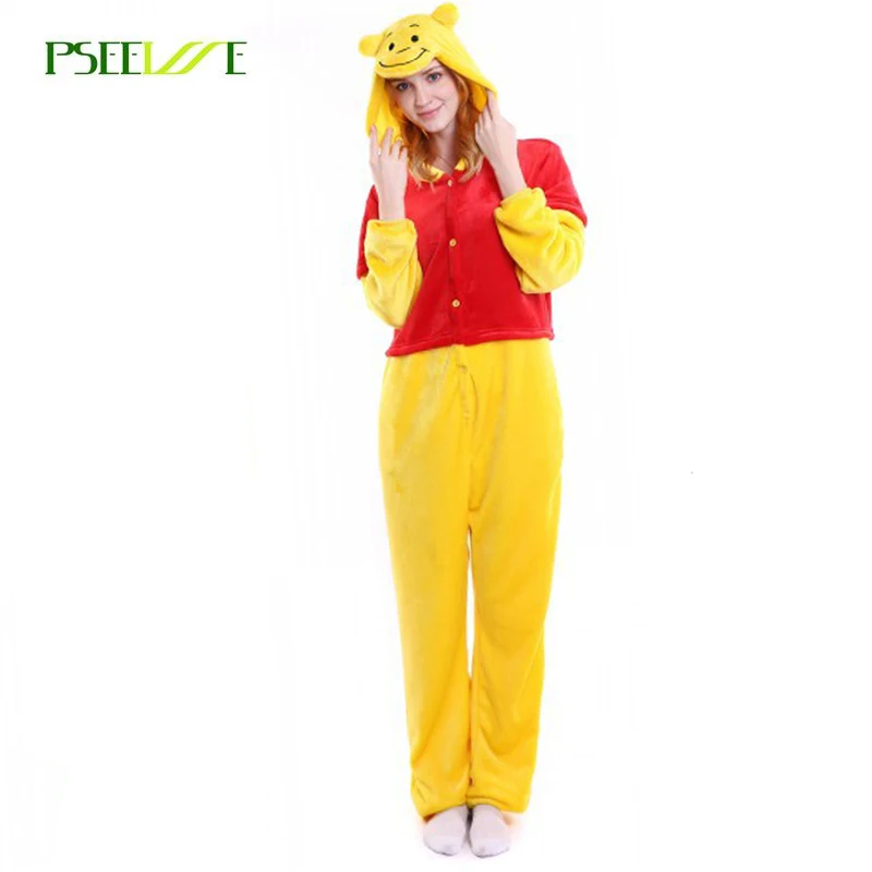 

PSEEWE Animal Bear Onesie Adult Cosplay Pajamas Sleepwear For Men Women Warm Flannel lovely Homewear Winter Animal Pyjamas