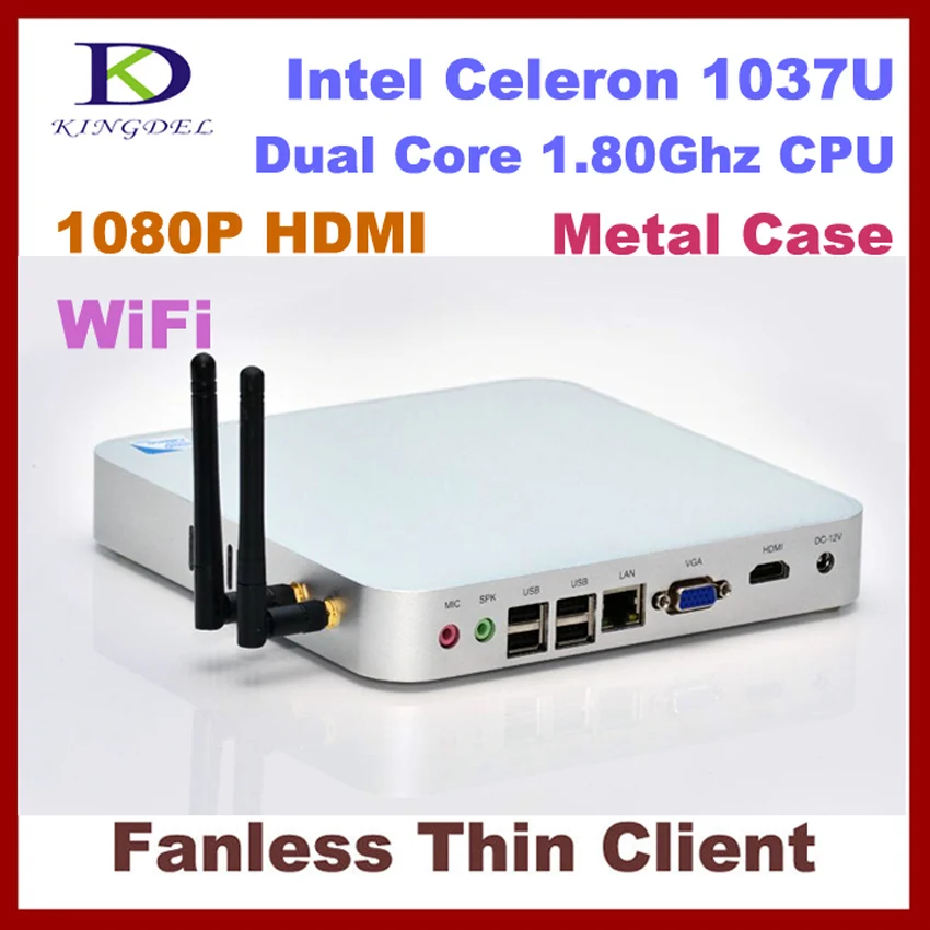 Kingdel тонкий клиент безвентиляторный мини компьютер HTPC 2 Гб ОЗУ/32 SSD металлический